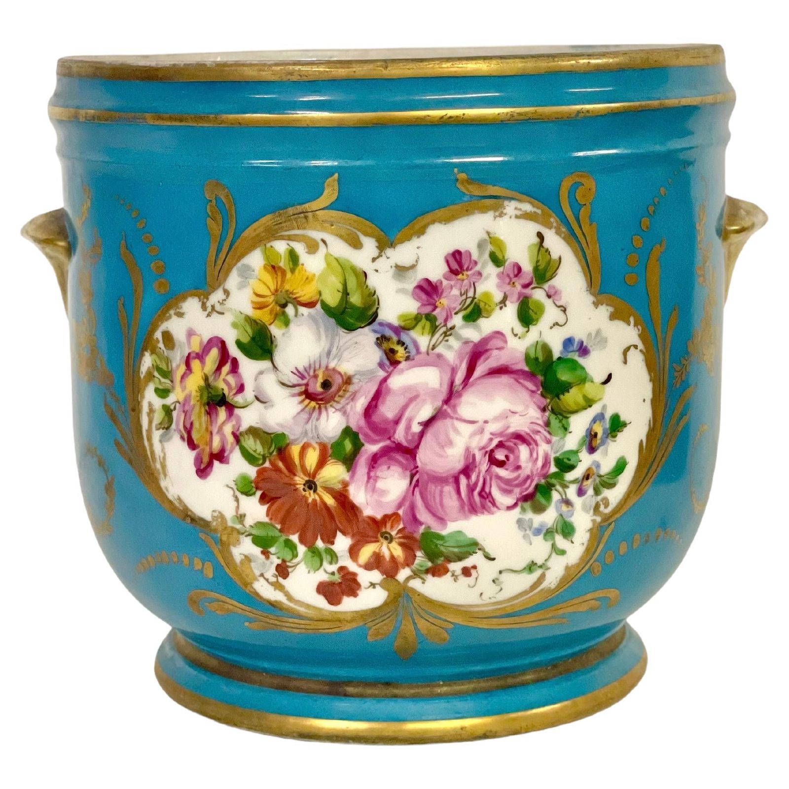 19th Century Limoges Porcelain Cache Pot In A Sèvres Style