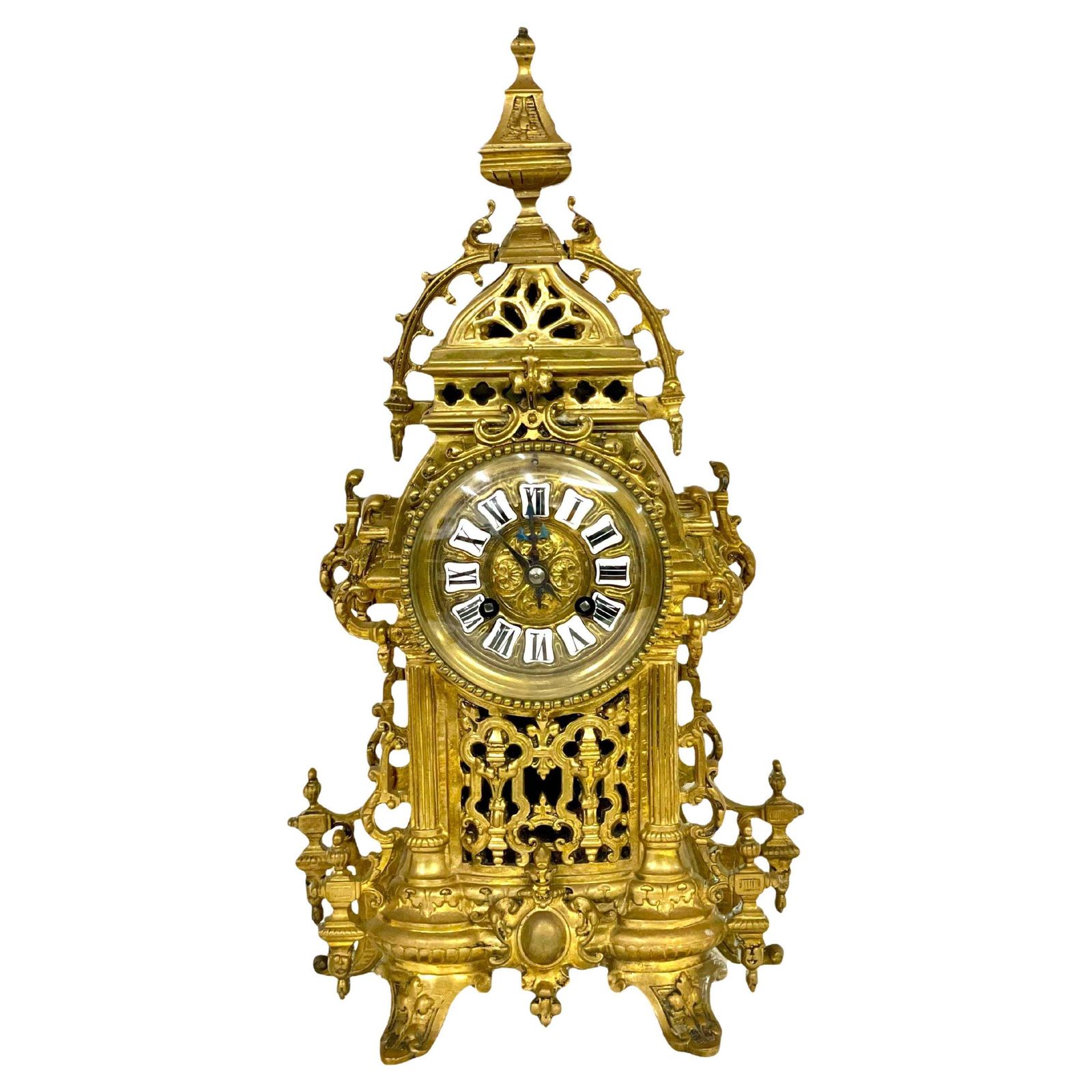 19th Century Gilt Bronze Cathedral Mantel Clock