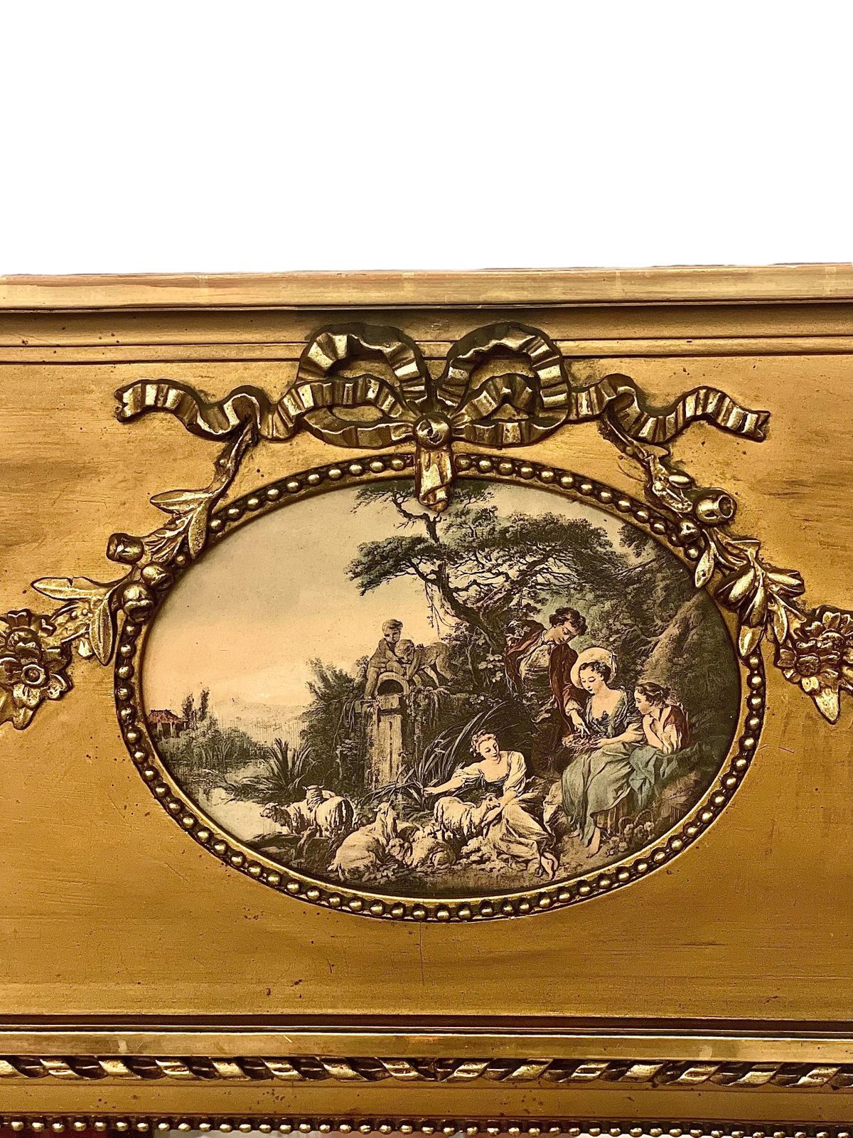 Antique Louis XVI Style Giltwood Trumeau Mirror photo for sale