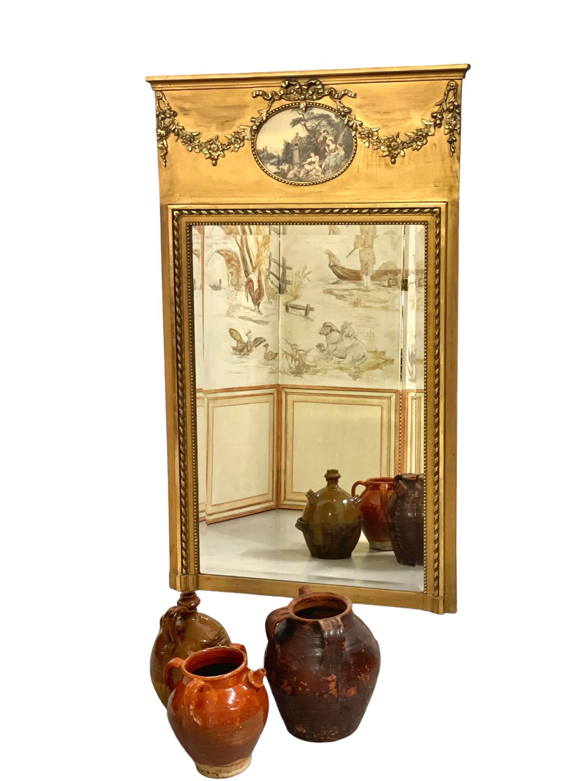 Antique Louis XVI Style Giltwood Trumeau Mirror photo buy