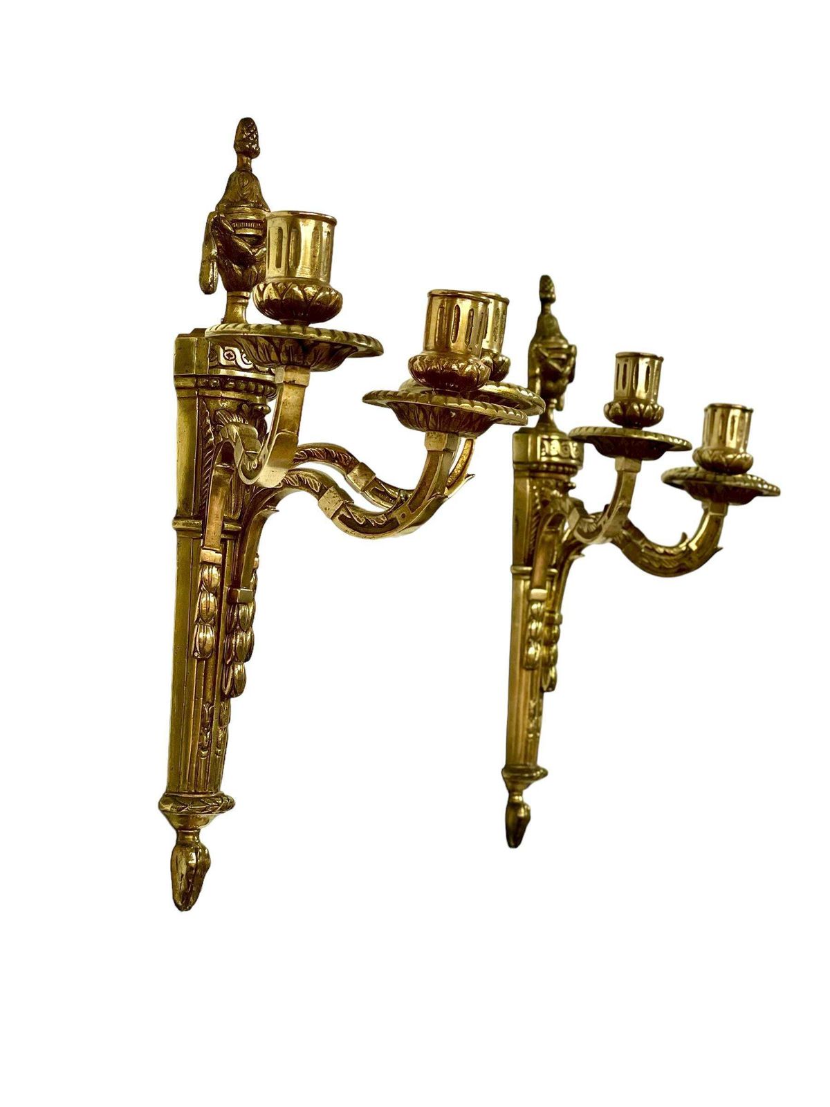 19th Century Pair Of French Neoclassical Gilt Bronze Wall Sconces photo furniture