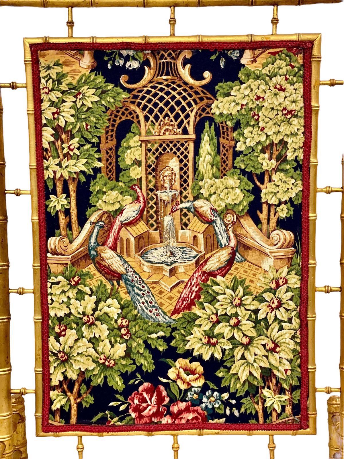 1870s Faux Bamboo Giltwood Firescreen With Tapestry Panels photo furniture
