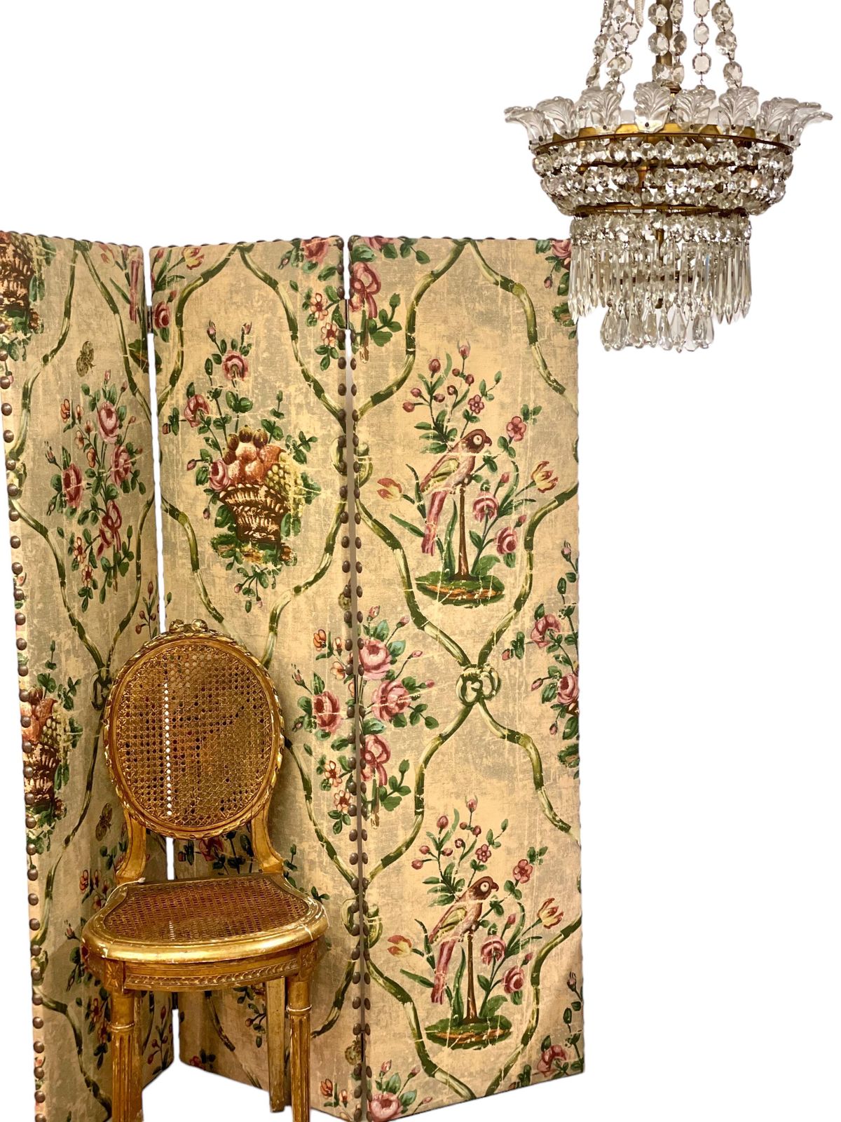 French Vintage Screen Divider With Three Panels photo vintage