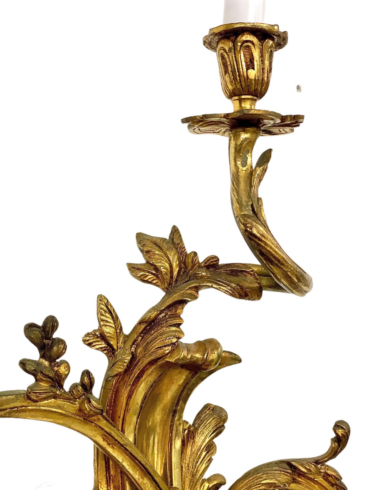 19th Century Pair Of Large Louis XV Gilt Bronze Sconces photo for sale