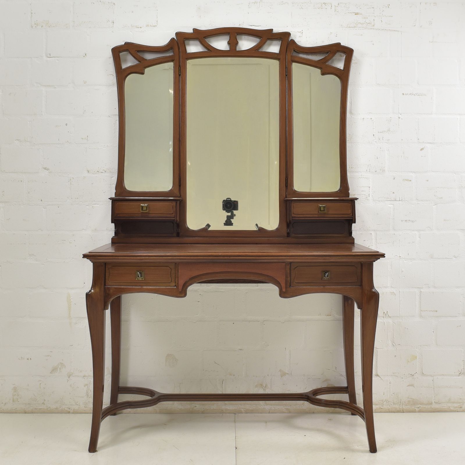 Antique! Dressing Table Restored Mahogany Art Nouveau Mirrored Chest Of Drawers Bedroom photo furniture