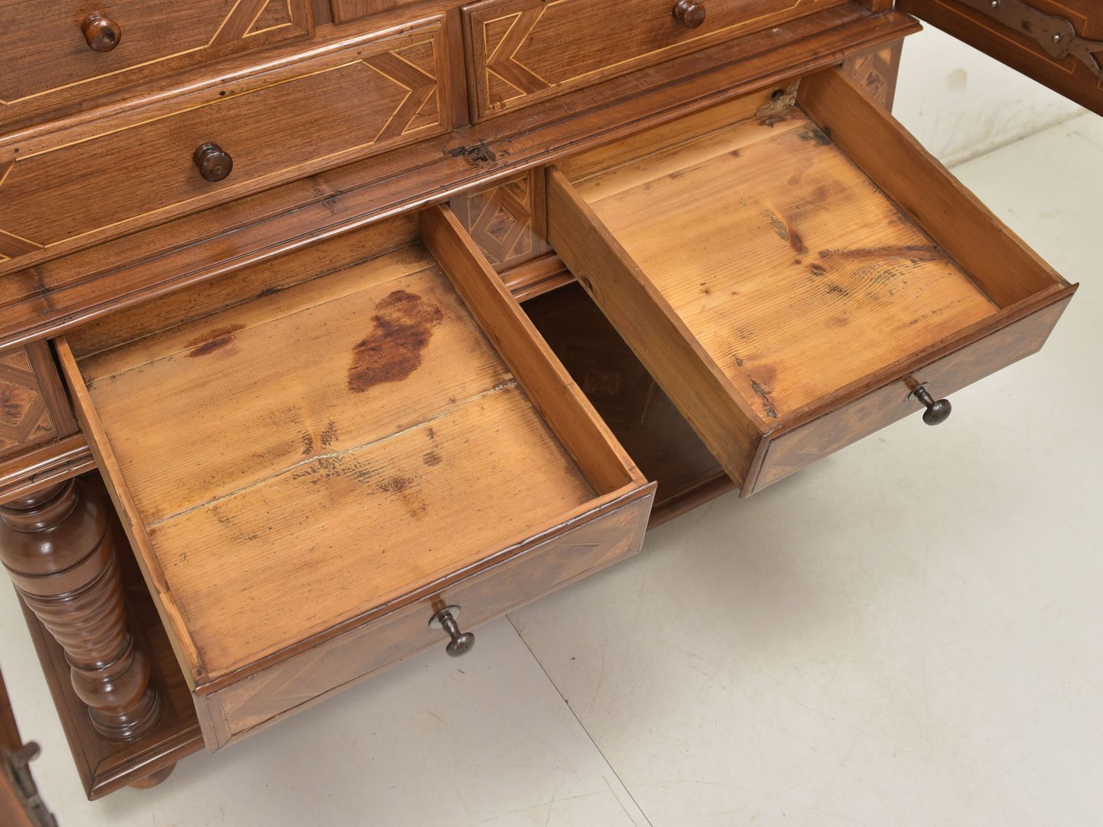 Antique! Cabinet Restored Baroque Circa 1720 Walnut Stollen Cabinet photo buy