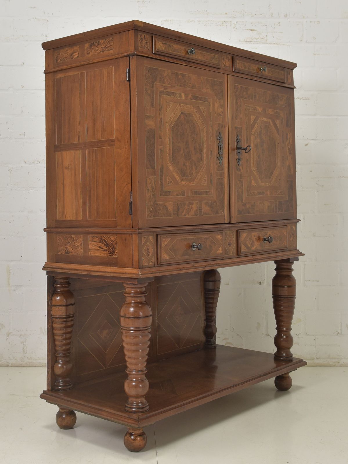 Furniture Antique! Cabinet Restored Baroque Circa 1720 Walnut Stollen Cabinet photo