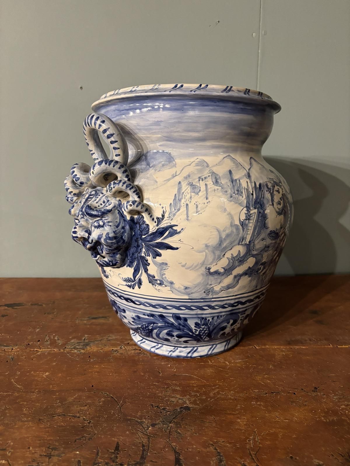 Early 20th Century Blue And White Italian Urn photo Home Decor