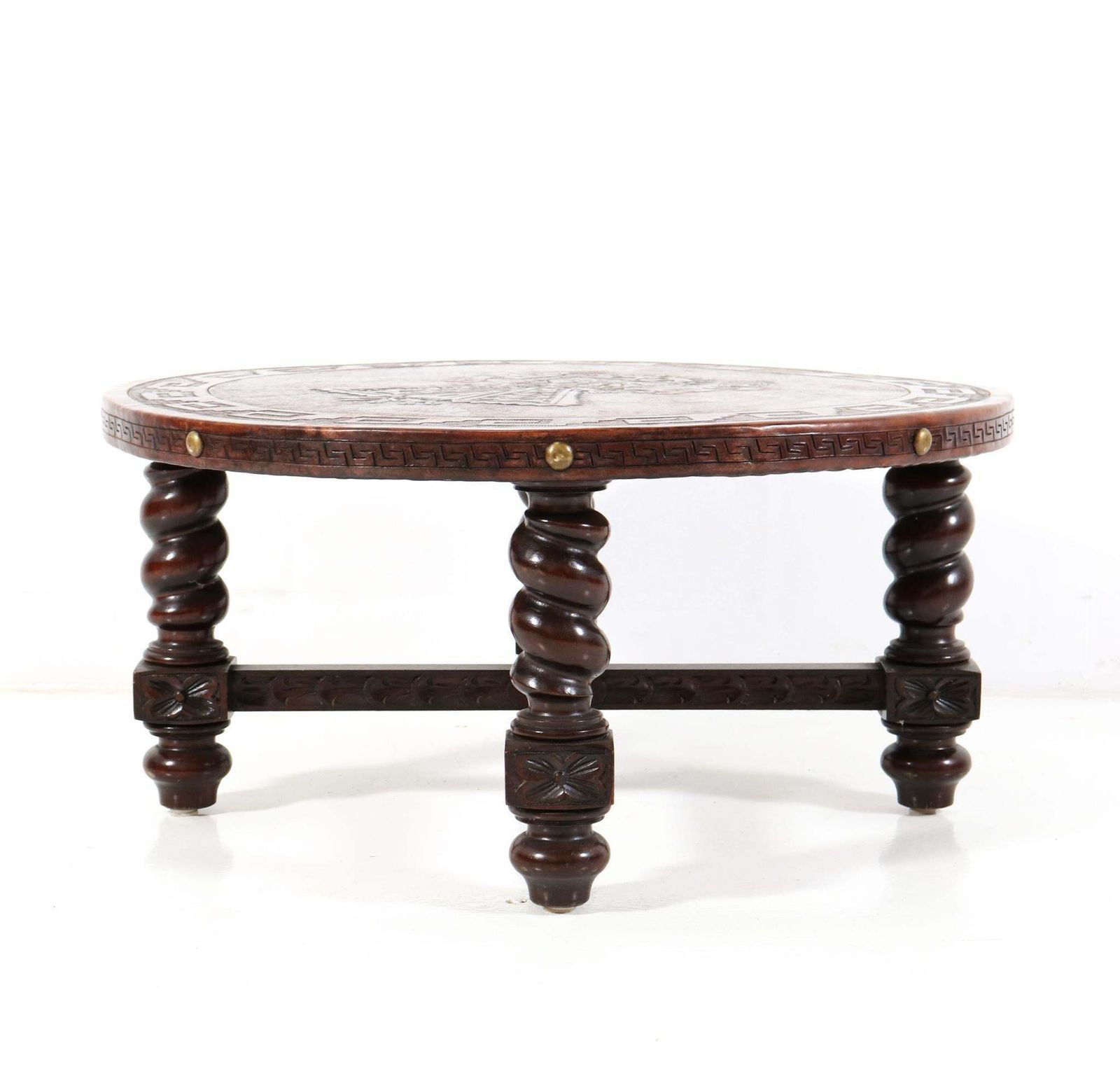 Walnut And Leather Mid Century Modern Coffee Table By Angel Pazmino, 1960s photo for sale