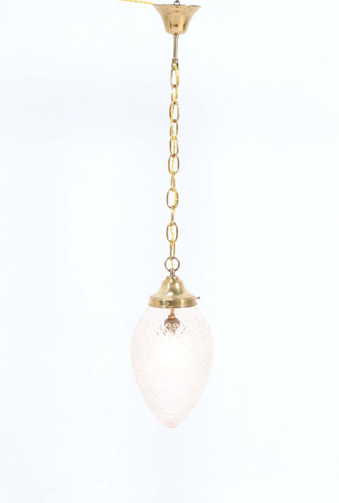 Brass French Art Nouveau Hall Light Or Pendant With Beveled Glass, 1915 photo vinterior