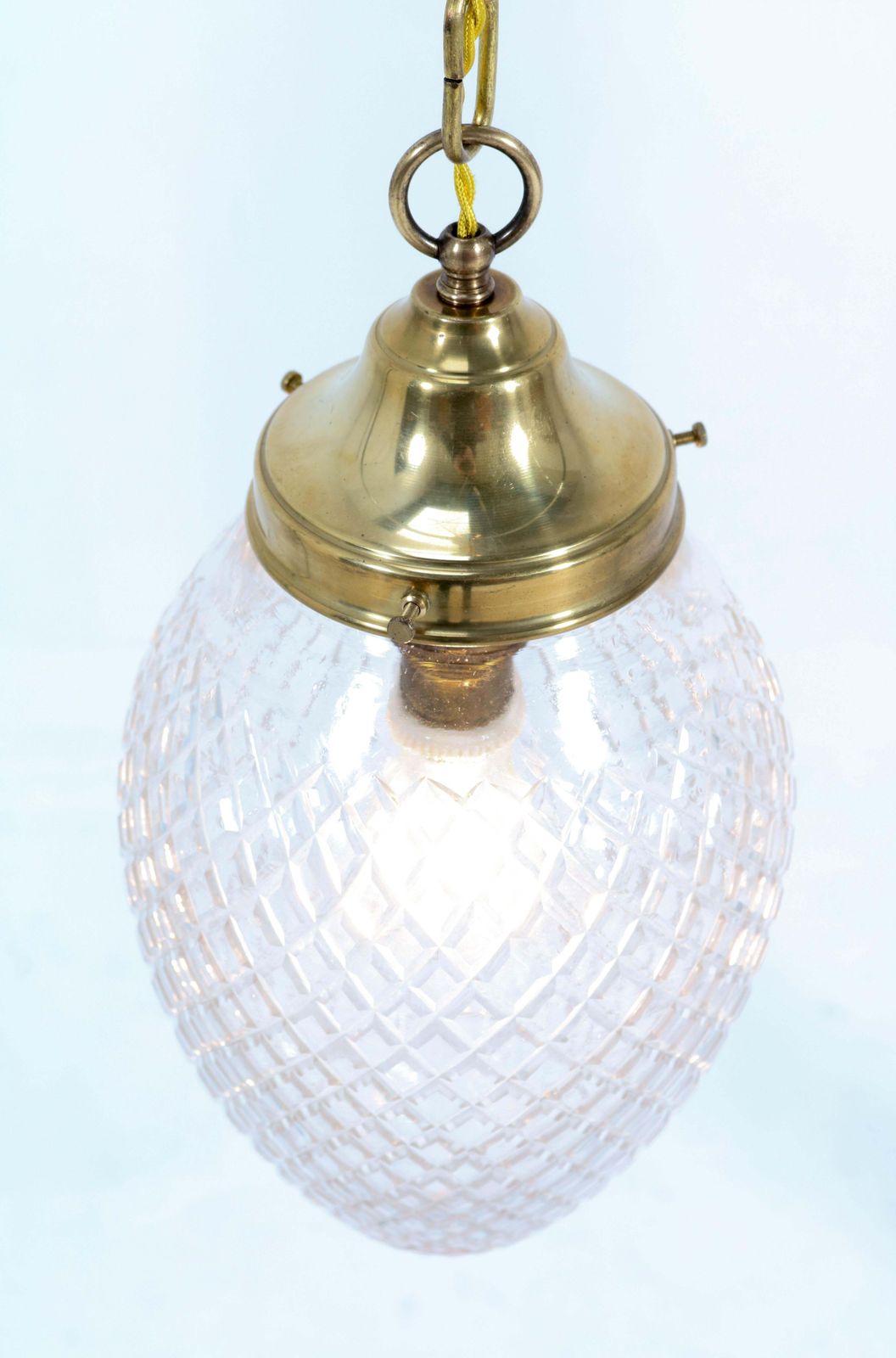 photo for sale Brass French Art Nouveau Hall Light Or Pendant With Beveled Glass, 1915