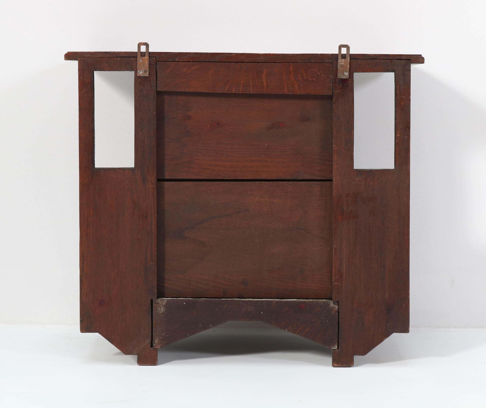 photo for sale Oak Arts & Crafts Art Nouveau Wall Cabinet With Calla Lilies, 1900s