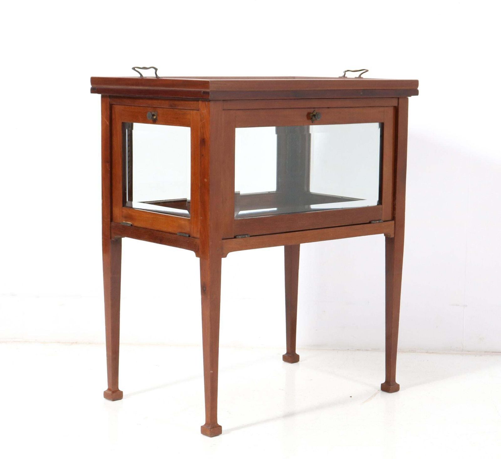 Walnut Art Nouveau Tea Cabinet With Serving Tray, 1900s photo Furniture