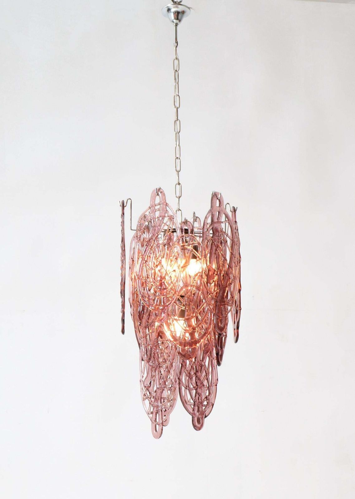 Italian Mid Century Modern Spider Web Pendant By Gino Vistosi For Mazzega, 1960s photo for sale