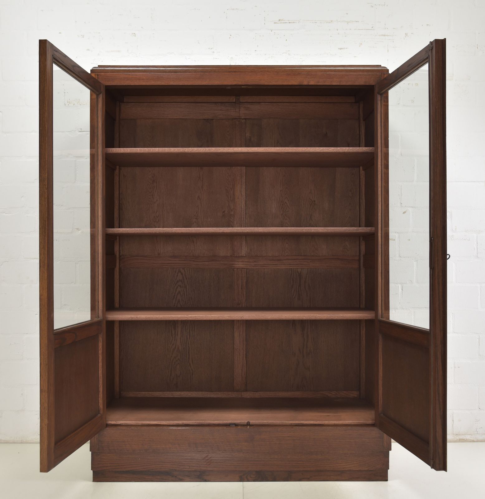 Antique! Display Cabinet Restored Bauhaus Art Deco Circa 1930 Solid Oak Display Cabinet photo for sale