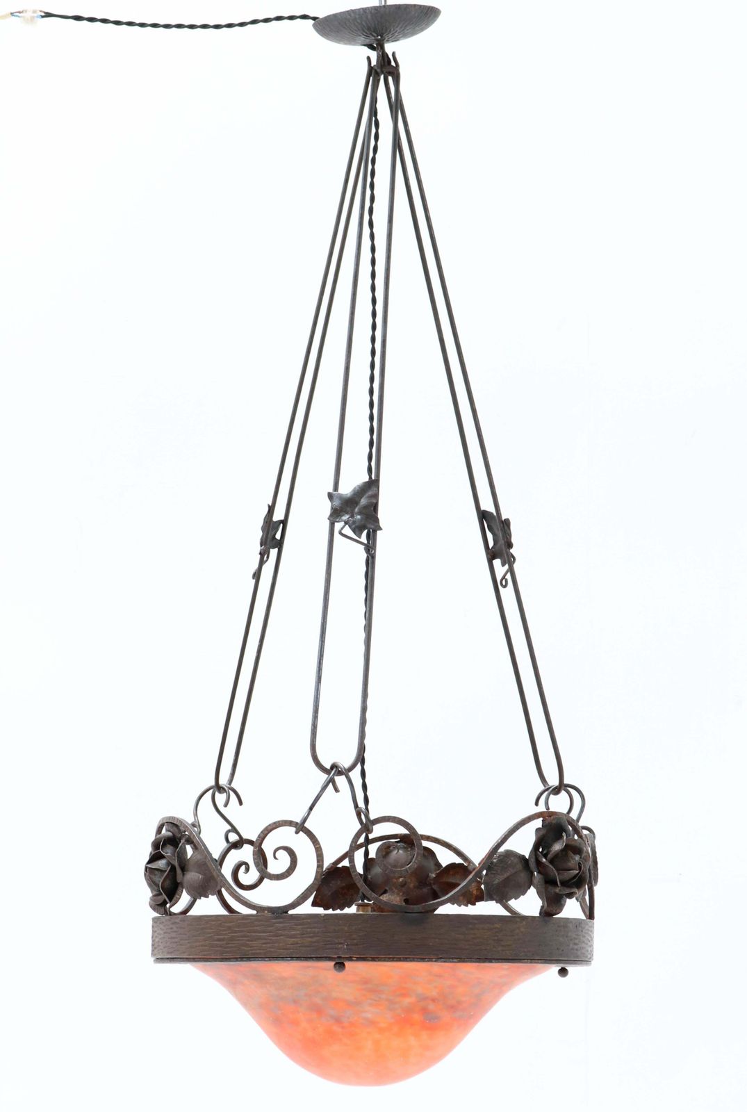 French Art Nouveau Chandelier By Muller Frères Lunéville, 1900s photo 1593.0