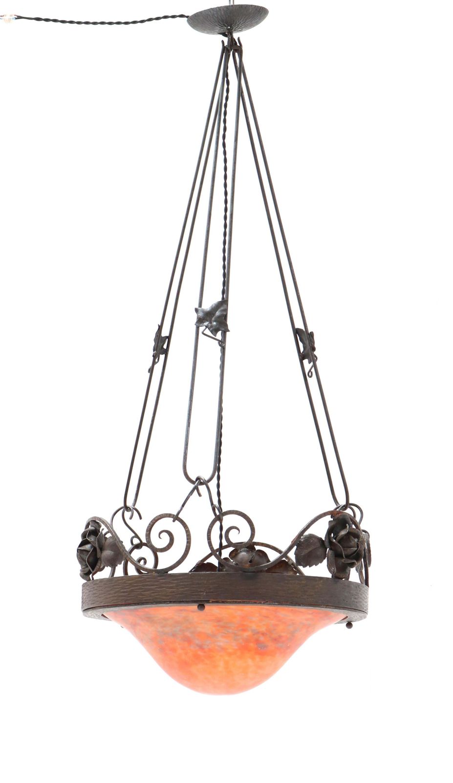 French Art Nouveau Chandelier By Muller Frères Lunéville, 1900s photo vinterior
