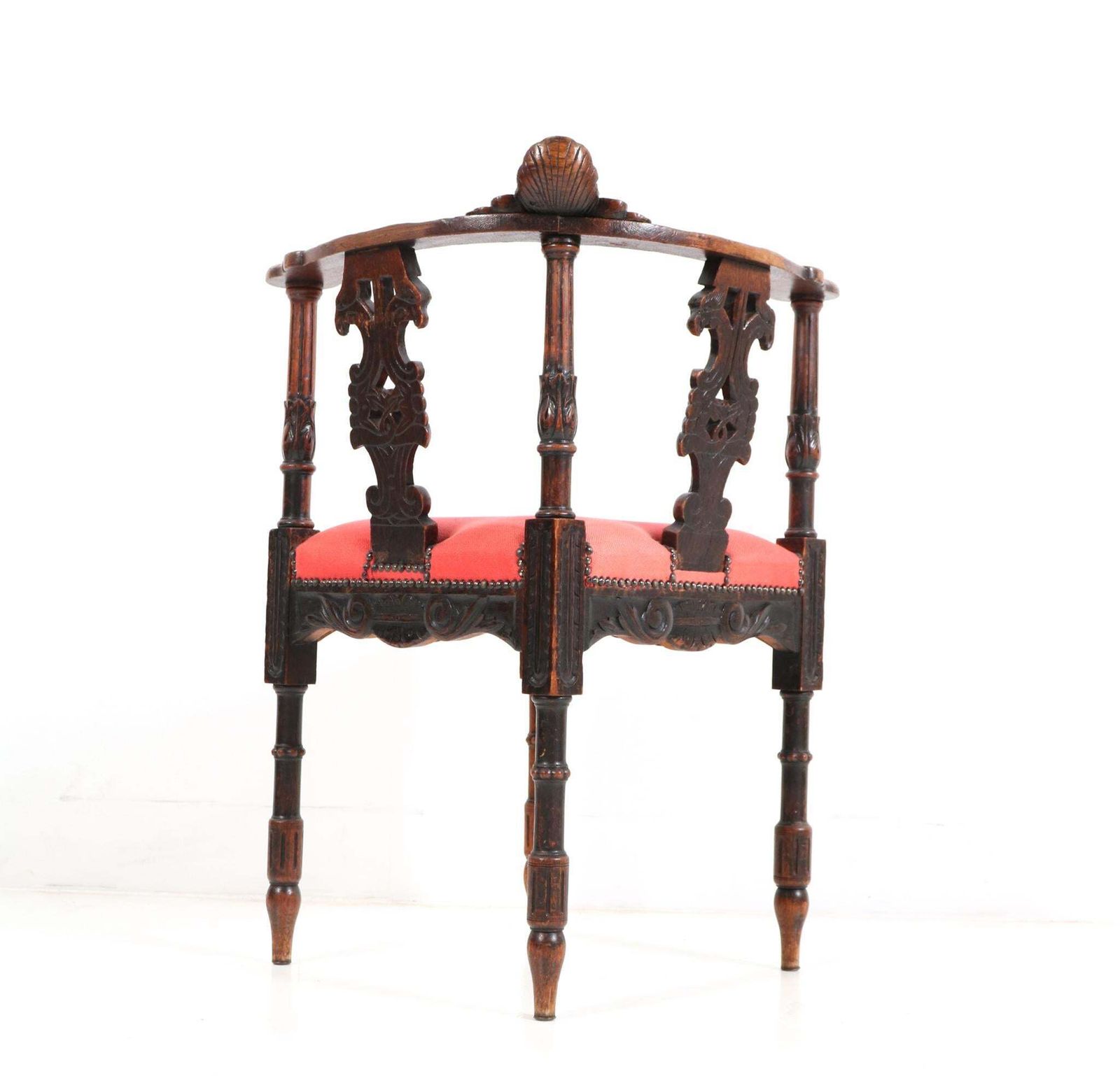 French Renaissance Revival Oak Carved Corner Armchair, 1890s photo buy