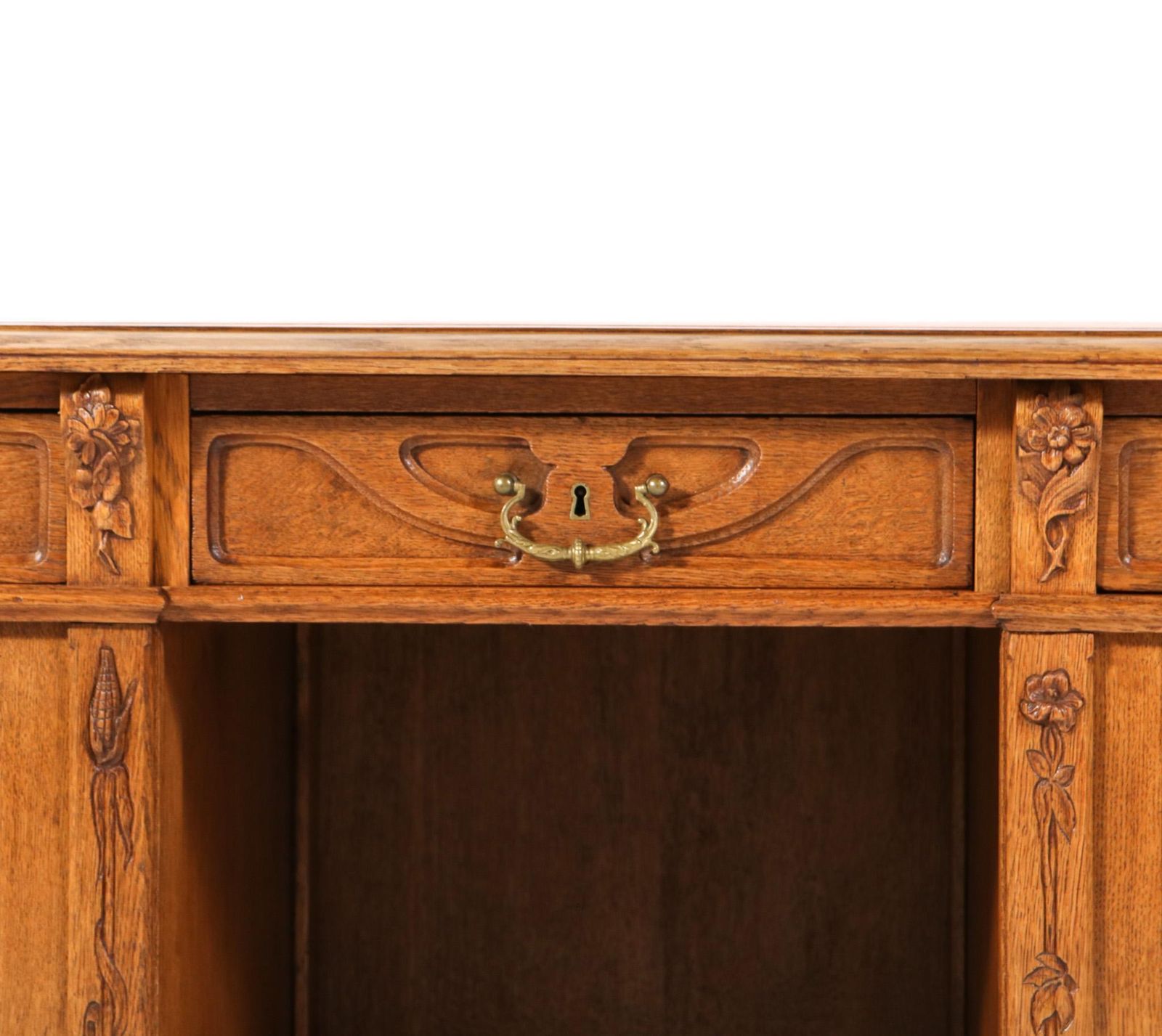 Oak Art Nouveau Pedestal Desk By J.J. Terburg & Zoon Arnhem, 1900s photo vintage
