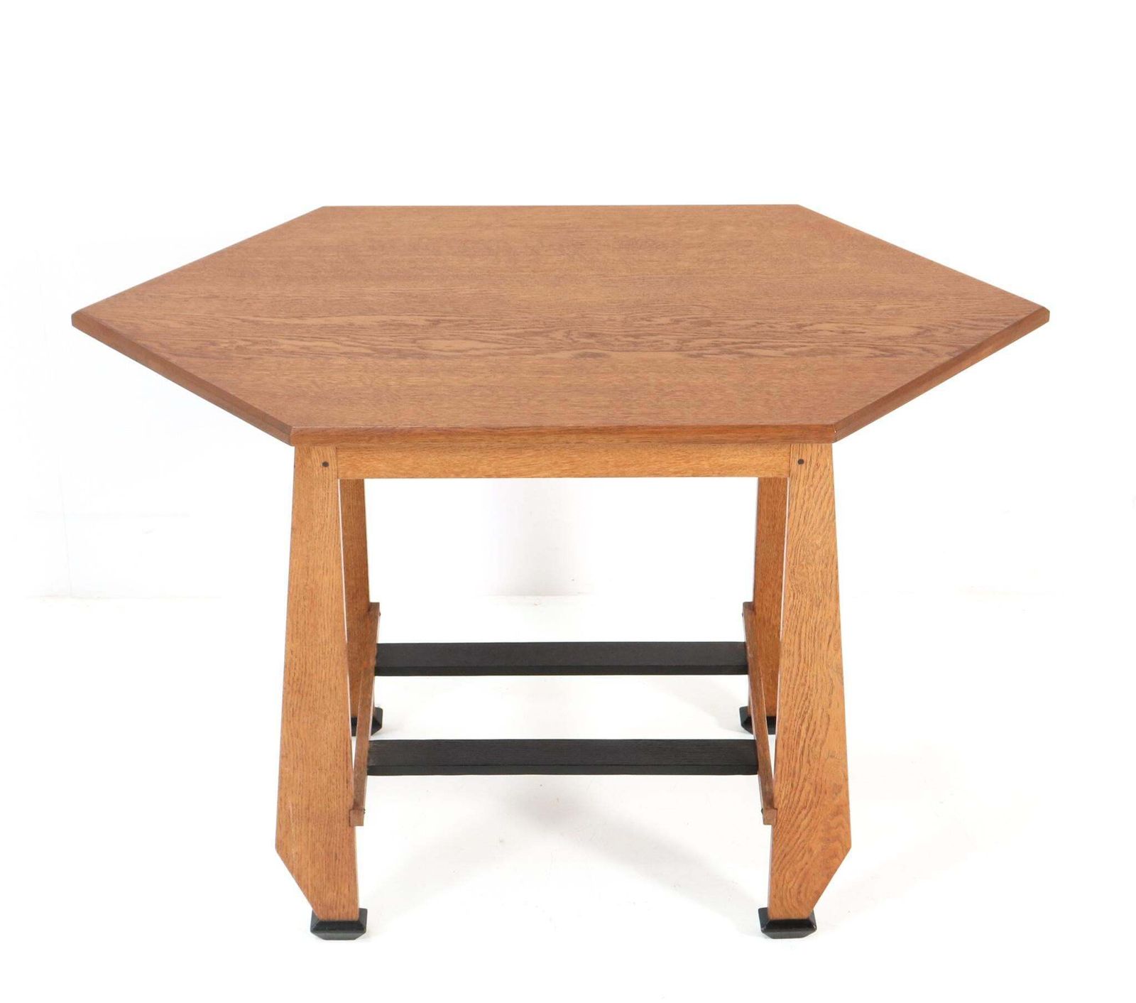 Oak Art Deco Amsterdamse School Tea Table By Jac. Van Den Bosch, 1920s photo for sale