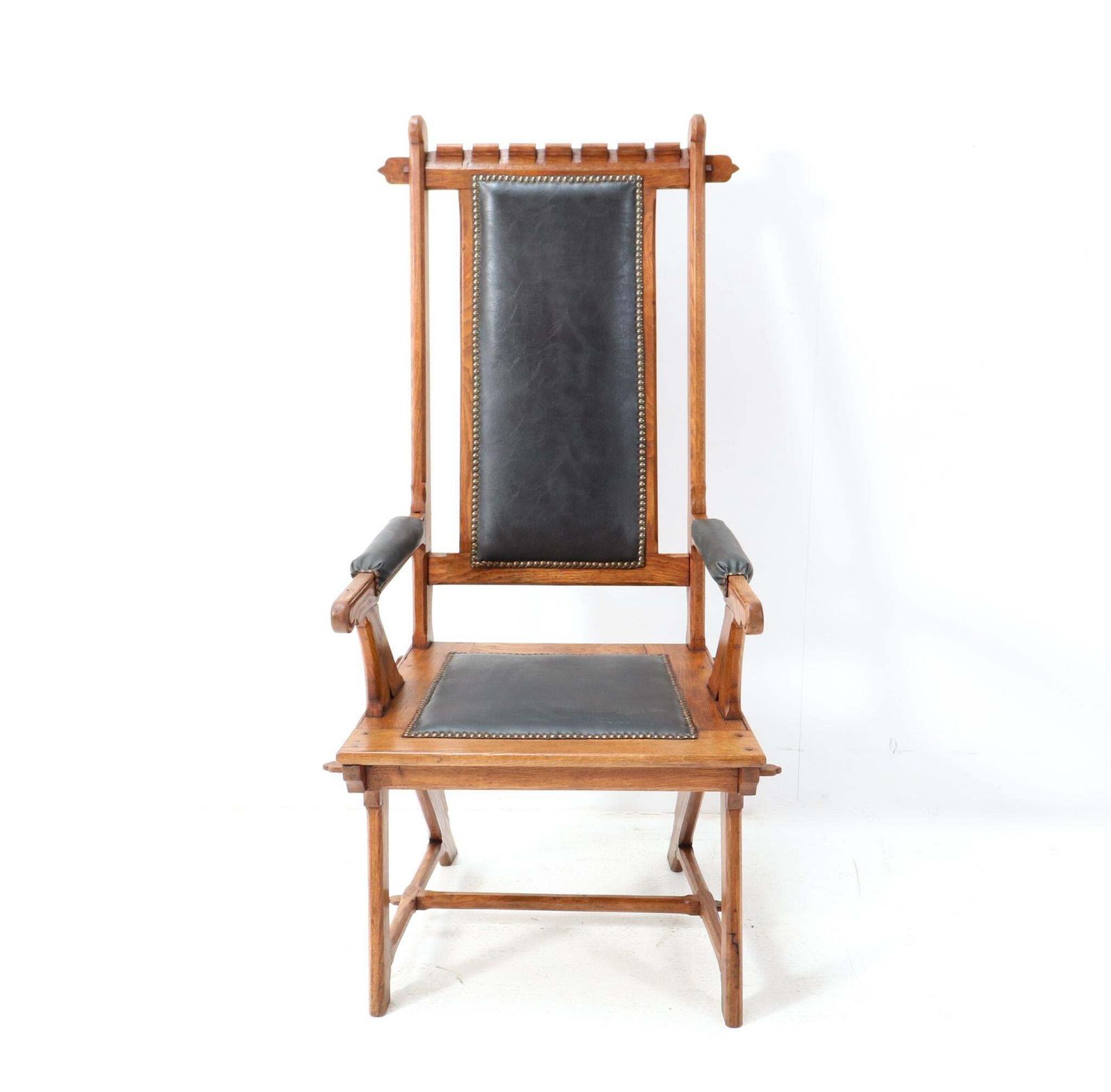 Oak Arts & Crafts Art Nouveau High Back Armchair By H.P. Berlage, 1900s photo furniture