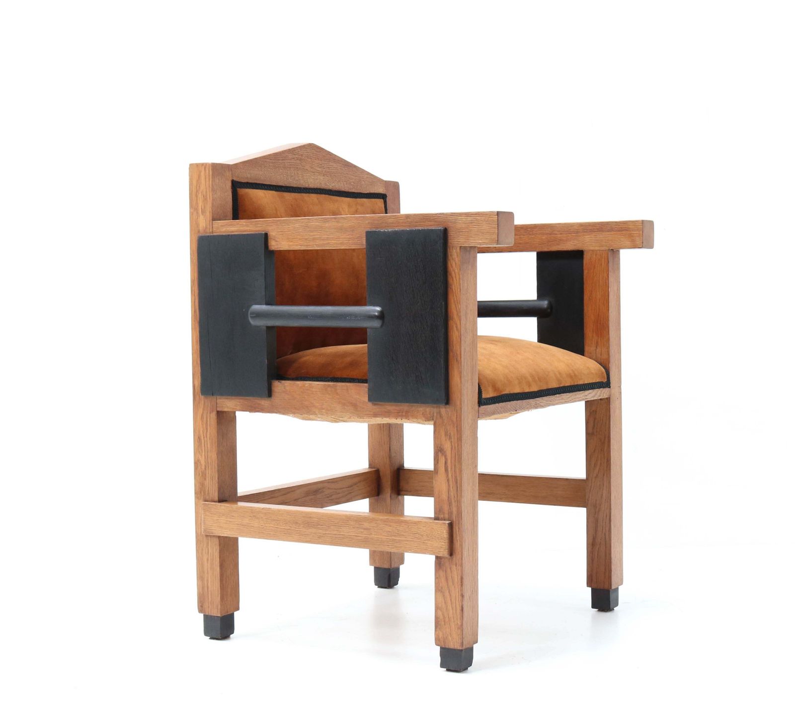 Oak Art Deco Haagse School Armchair By Jacques Grubben, 1930 photo for sale