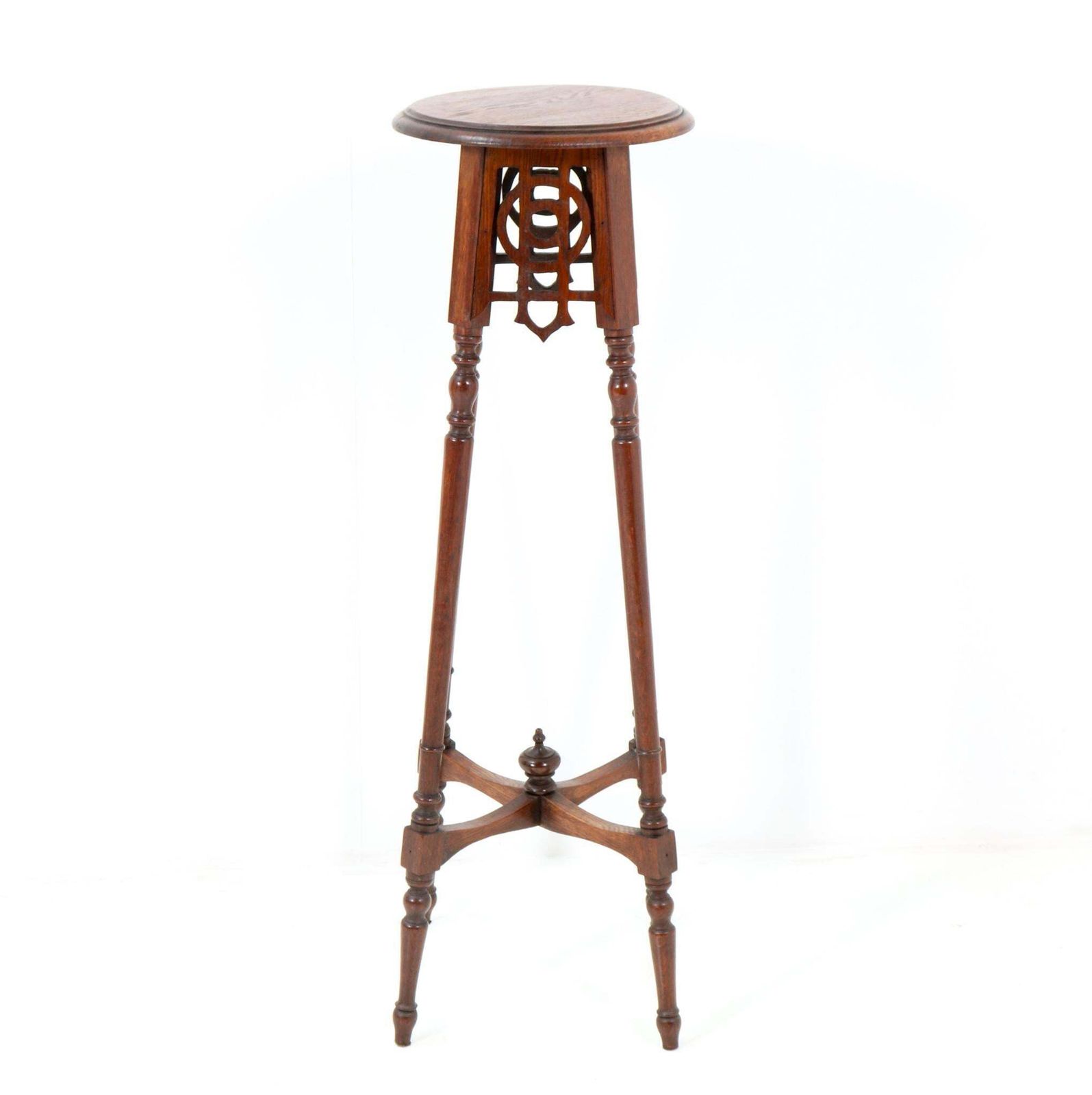 Oak Art Nouveau Pedestal Table Or Plant Stand, 1900s photo for sale