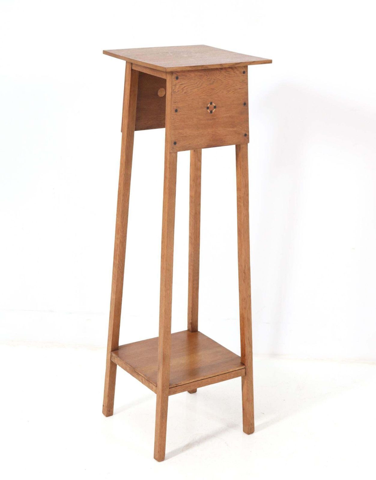 Oak Art Nouveau Arts & Crafts Pedestal By Jac. Van Den Bosch, 1900s photo for sale