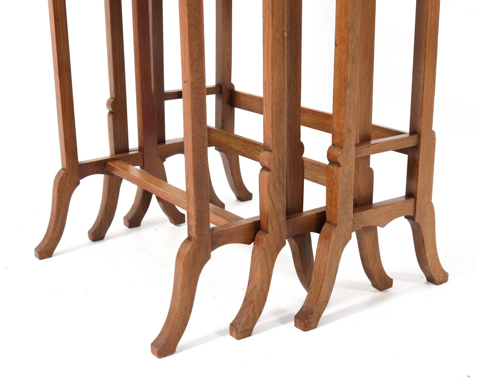 Oak Art Nouveau Nesting Tables With Glass Tops, 1900s photo 990.0