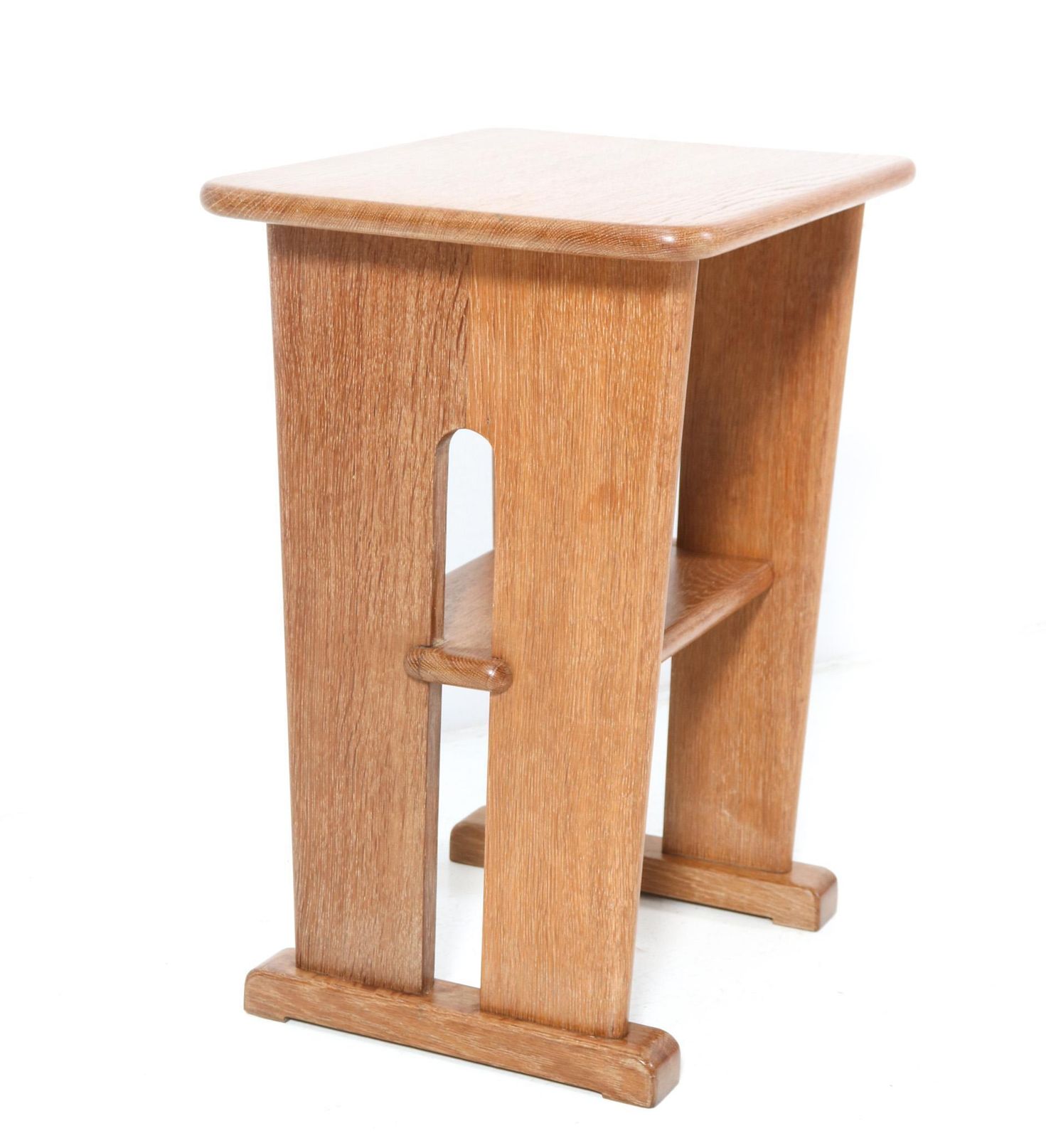 Oak Art Deco Modernist Side Table By Bas Van Pelt For My Home, 1930s photo vinterior