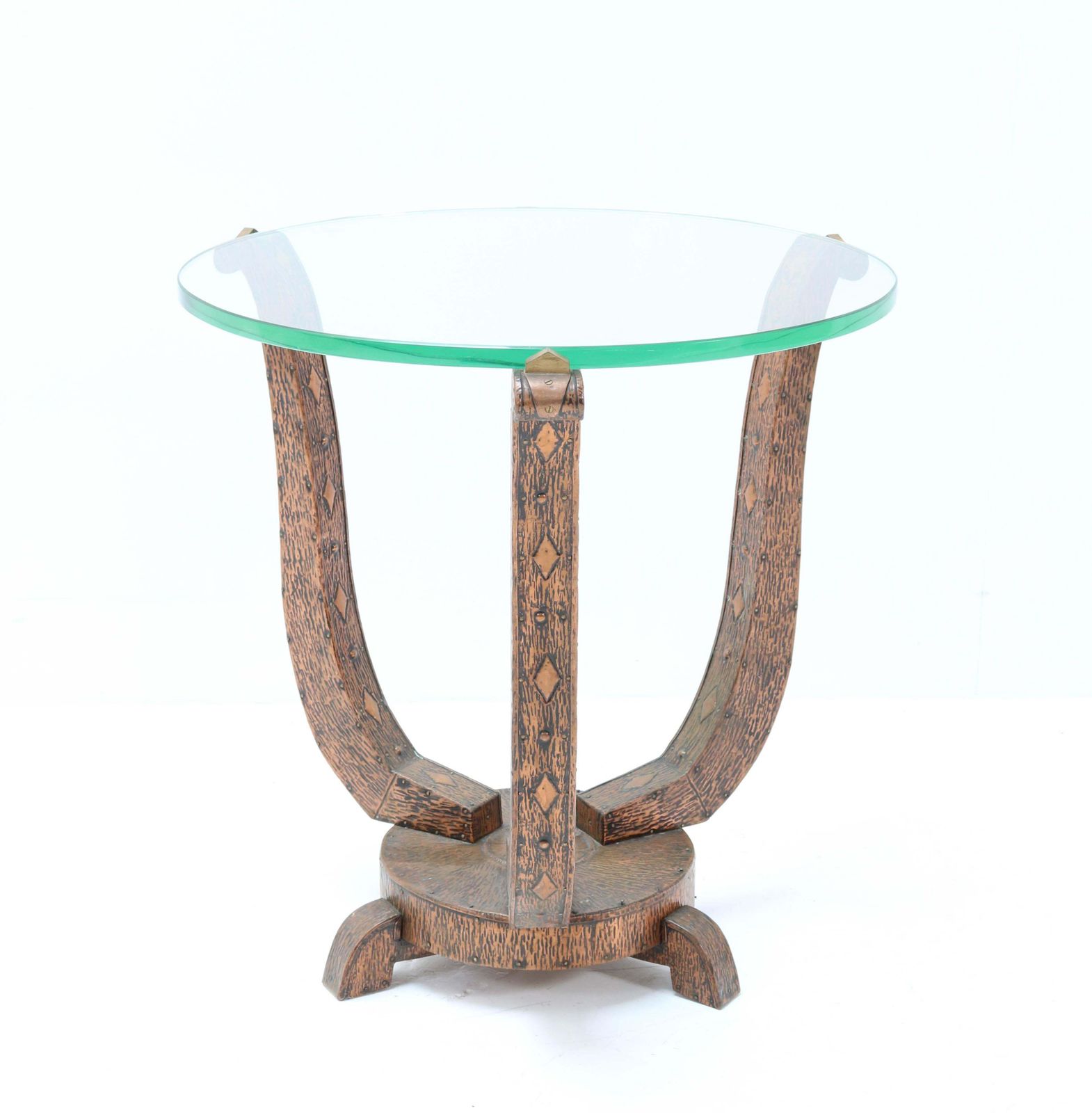 Patinated And Hammered Copper French Art Deco Gueridon Table, 1930s photo for sale