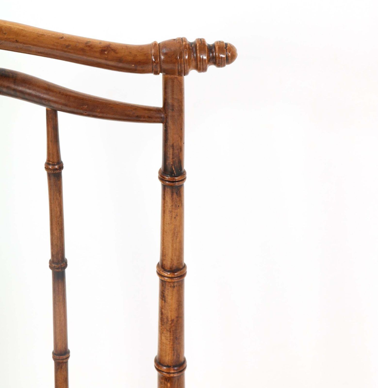 Furniture Four Beech Mid Century Modern Faux Bamboo High Back Dining Room Chairs, 1970s photo