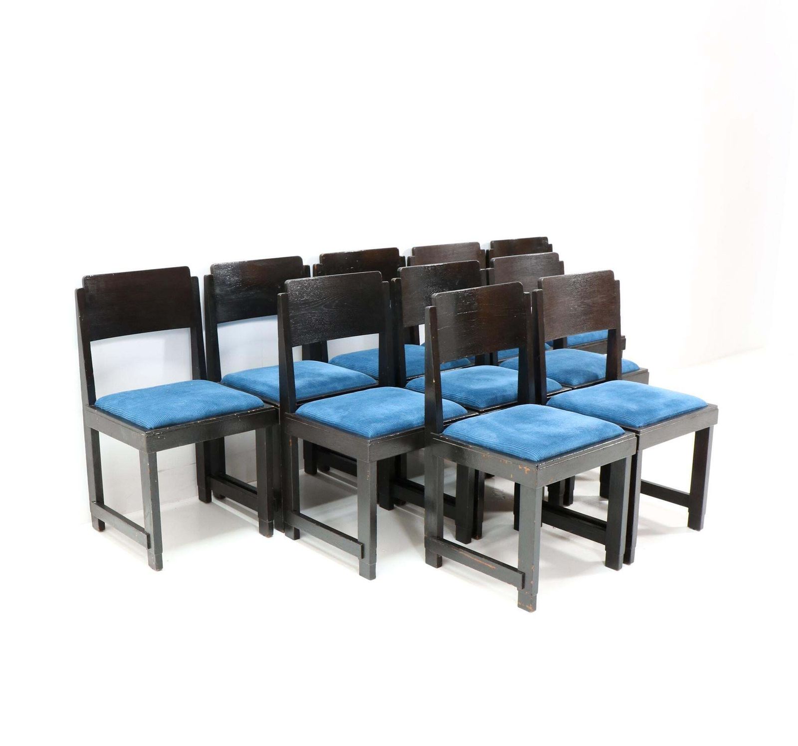 Set Of Ten Art Deco Modernist Dining Room Chairs By Frits Spanjaard, 1920s photo vinterior