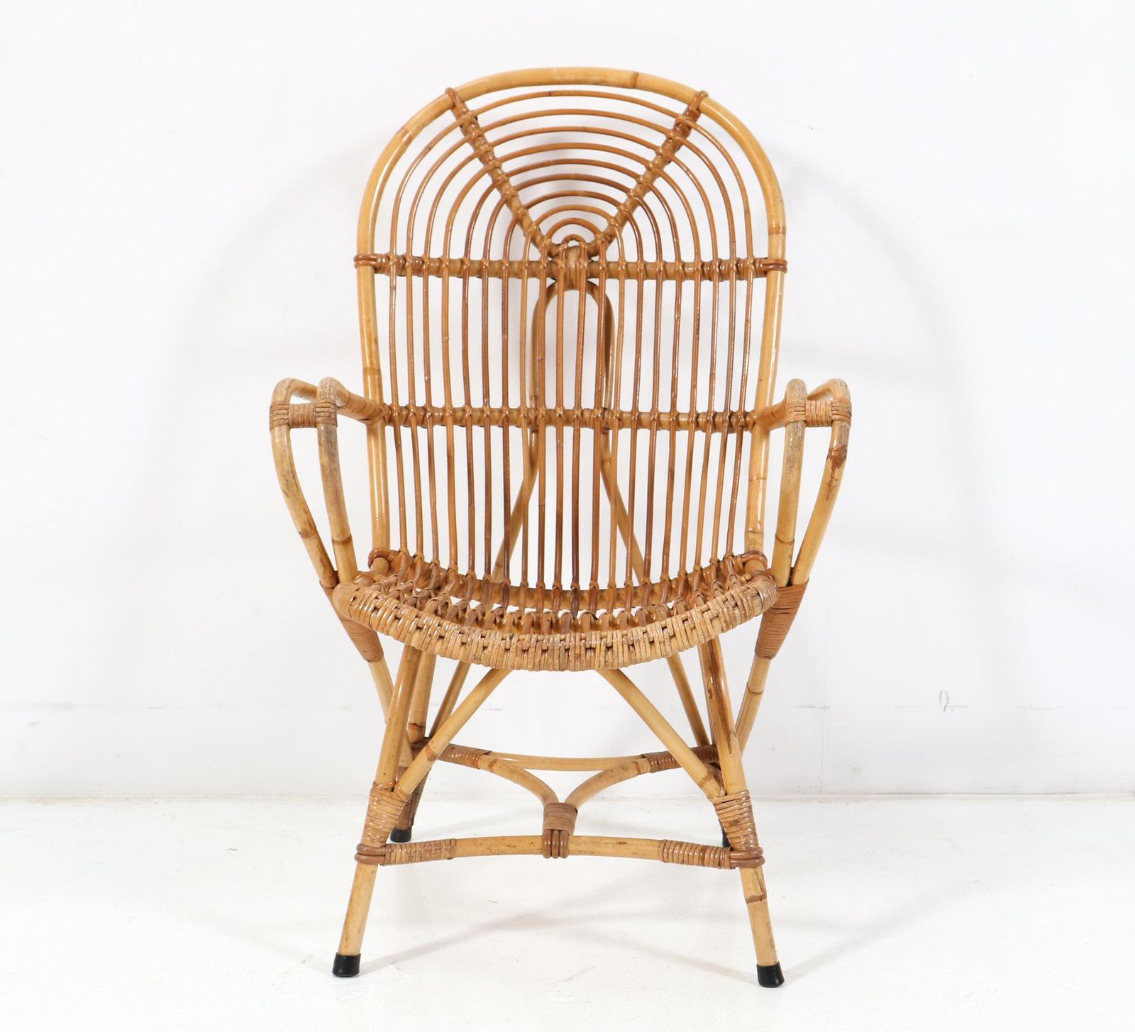Mid Century Modern Rattan Lounge Chair, 1960s photo for sale