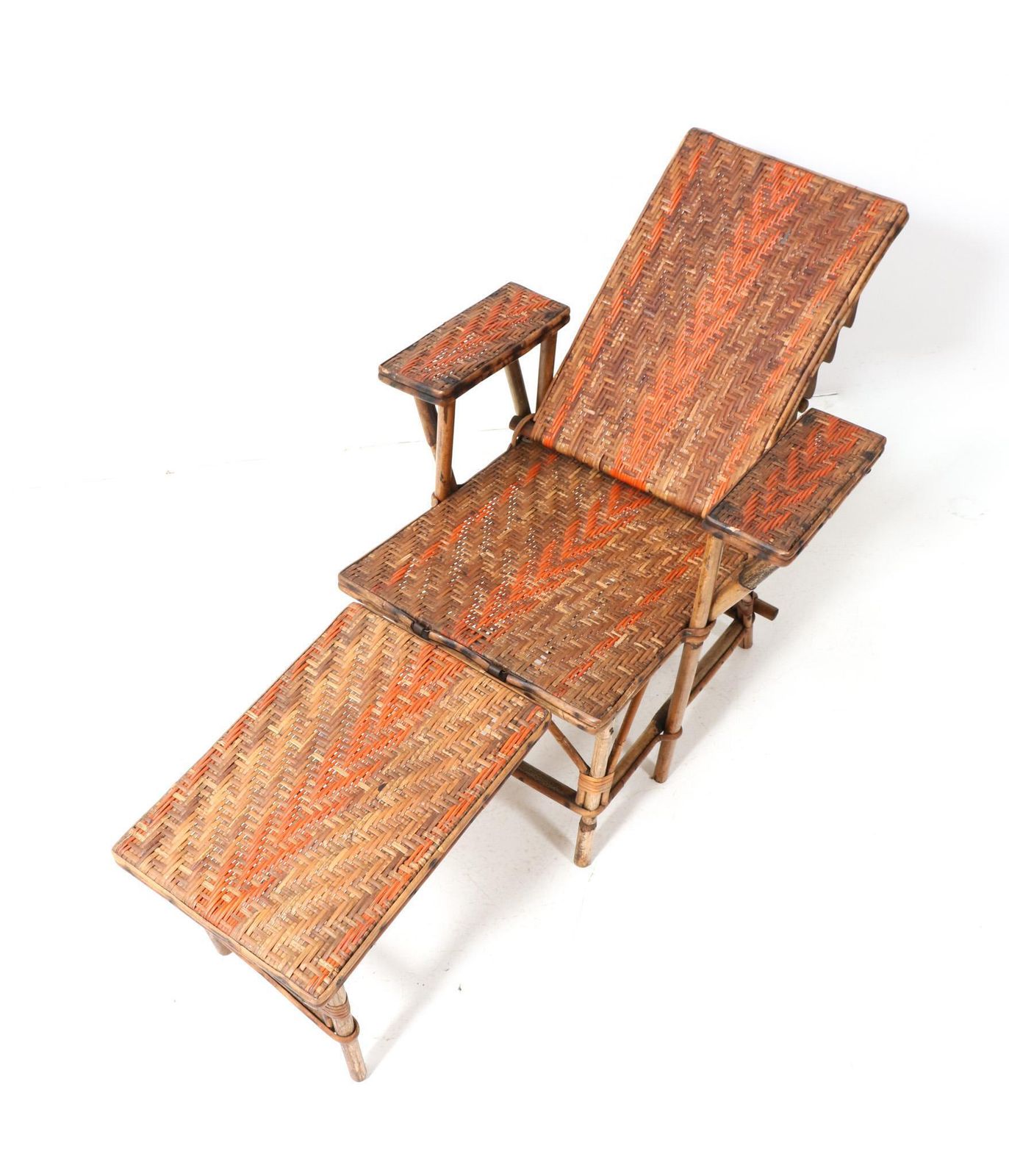 Rattan Art Nouveau Children's Folding Deck Chair Or Lounge Chair, 1900s photo Furniture