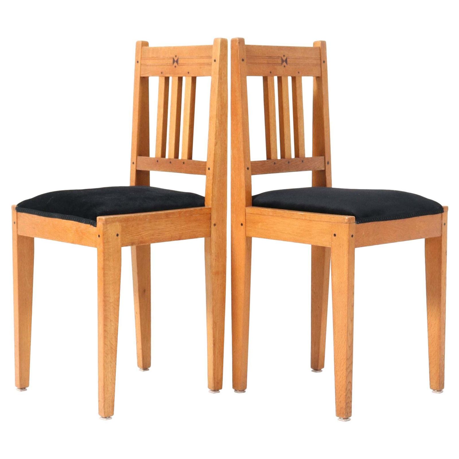 Pair Of  Arts & Crafts Art Nouveau Side Chairs By Jac. Van Den Bosch, 1904