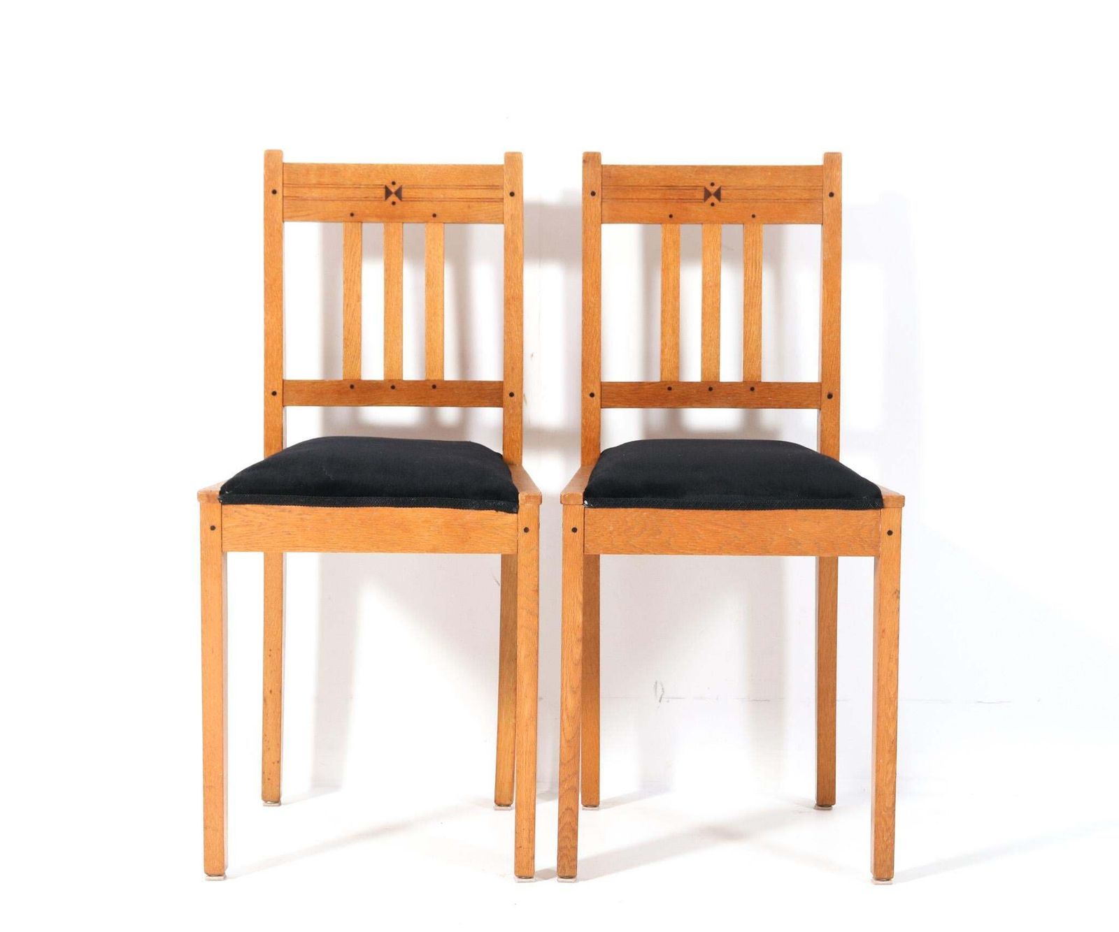 Pair Of  Arts & Crafts Art Nouveau Side Chairs By Jac. Van Den Bosch, 1904 photo for sale