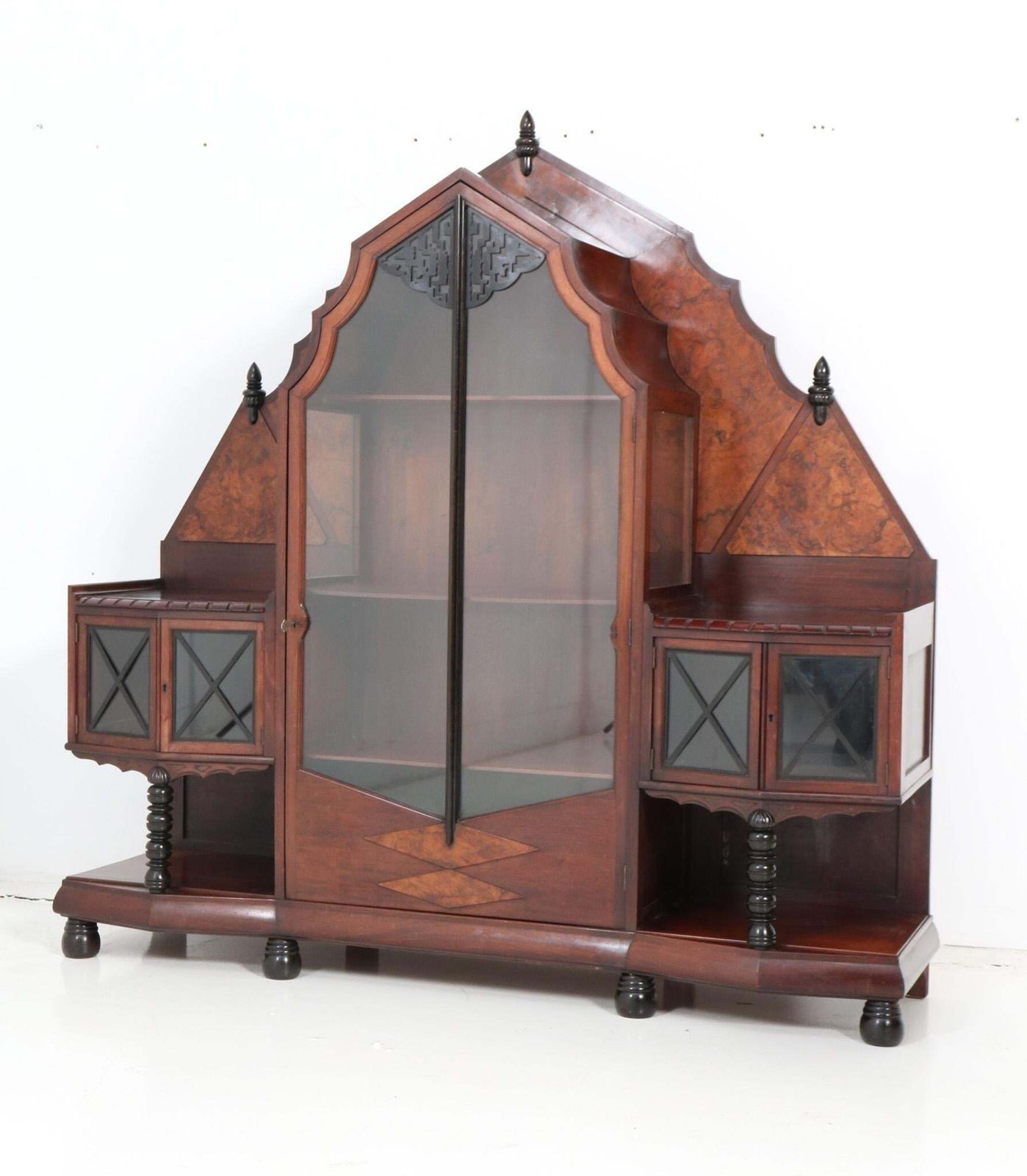 Walnut Art Deco Amsterdamse School Vitrine Or China Cabinet By Max Coini, 1920s photo furniture