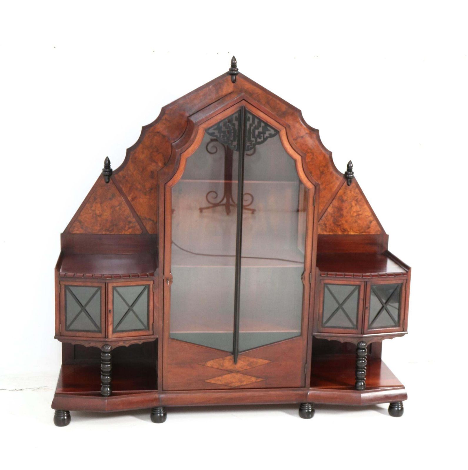 Walnut Art Deco Amsterdamse School Vitrine Or China Cabinet By Max Coini, 1920s photo Furniture