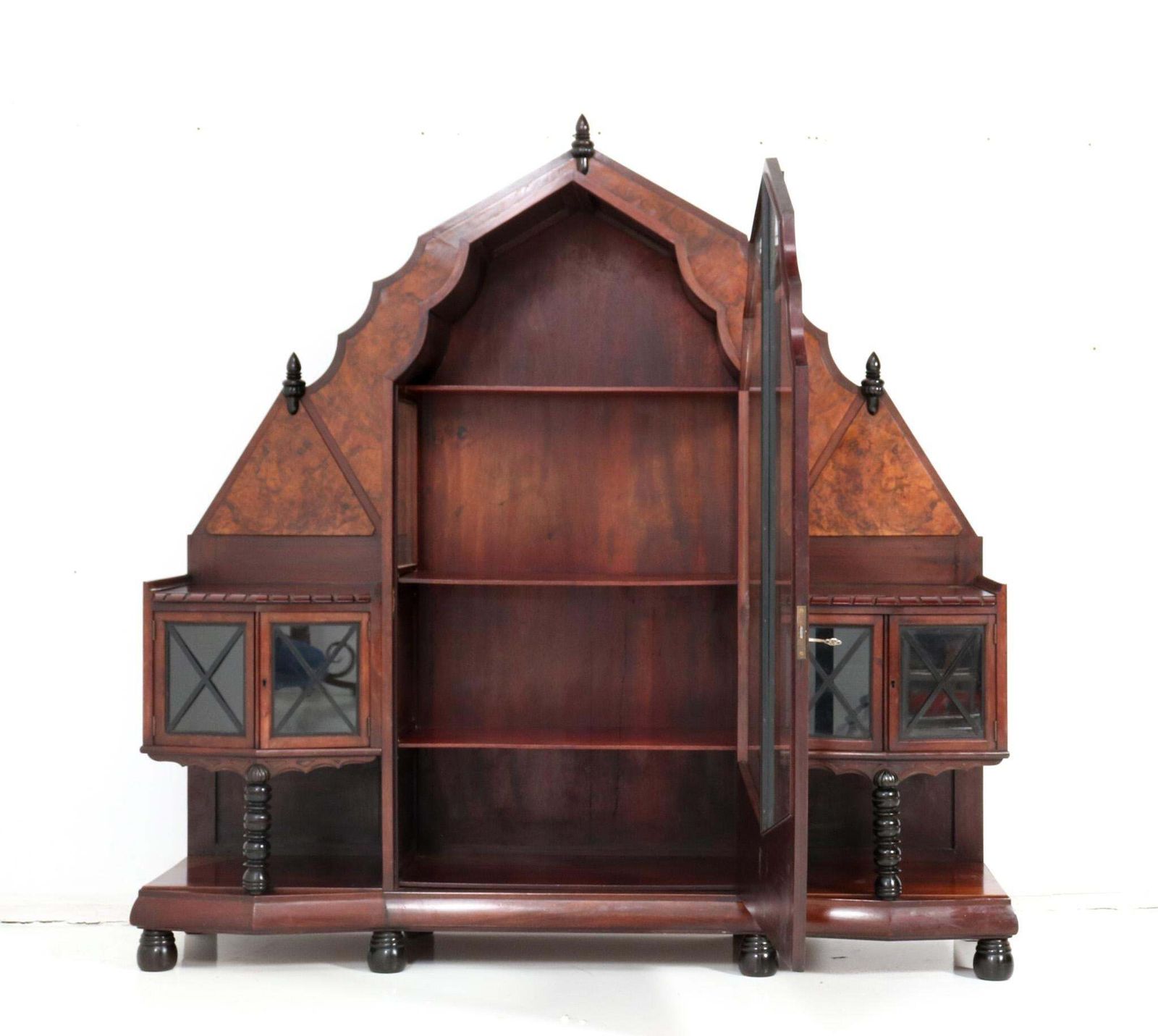 Walnut Art Deco Amsterdamse School Vitrine Or China Cabinet By Max Coini, 1920s photo 4233.0