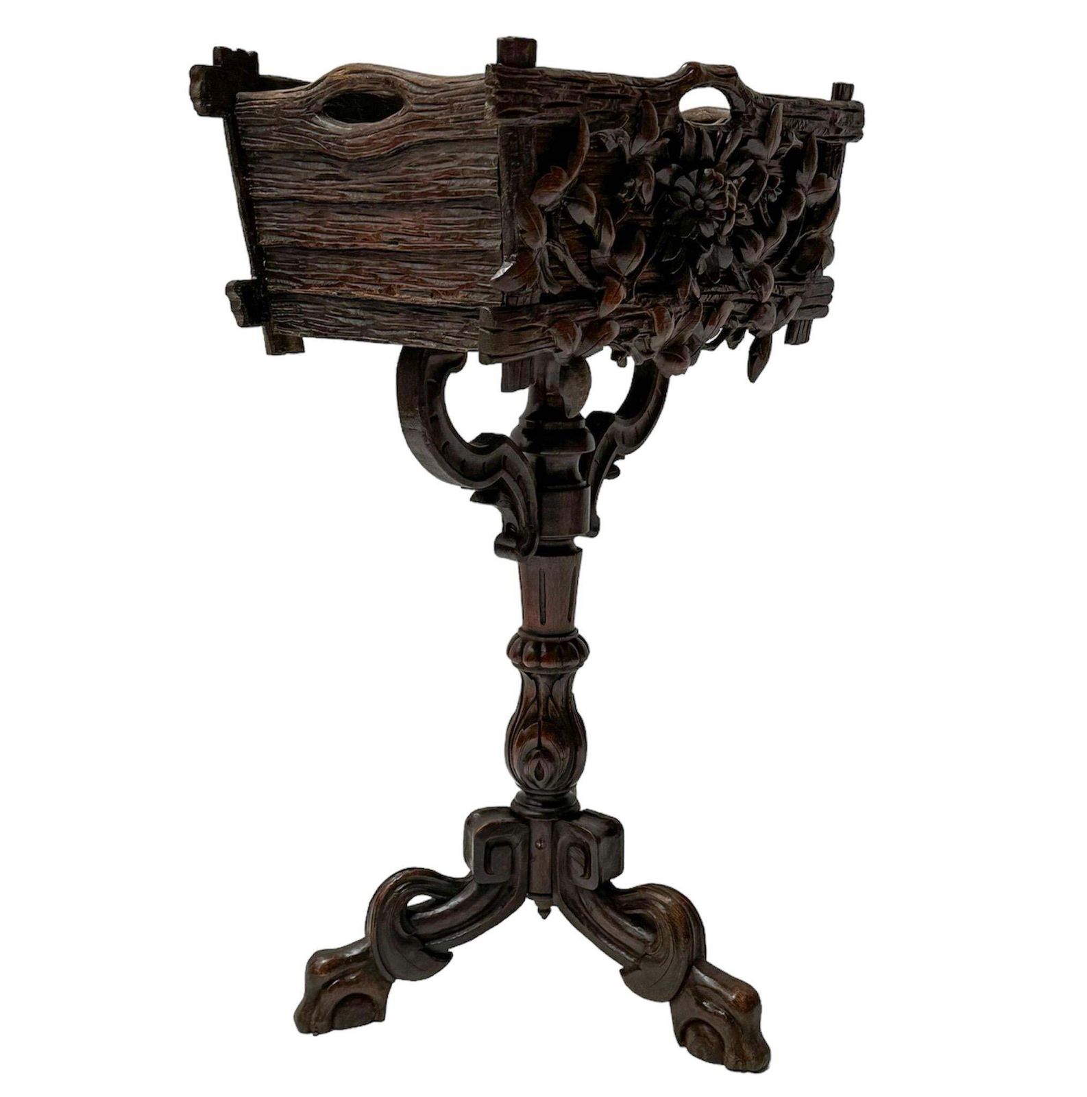 French Carved Fruitwood  Black Forest Planter Or Jardiniiere, 1880s photo 1421.0