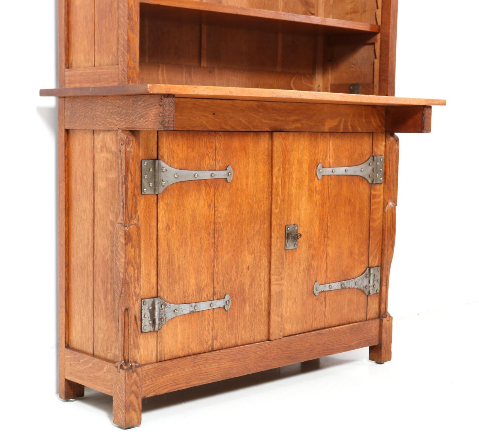 photo furniture Oak Arts & Crafts Two Piece Bookcase By Alexander J. Kropholler, 1890s