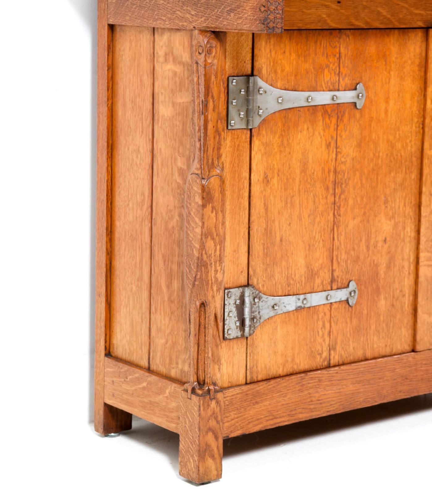 photo for sale Oak Arts & Crafts Two Piece Bookcase By Alexander J. Kropholler, 1890s