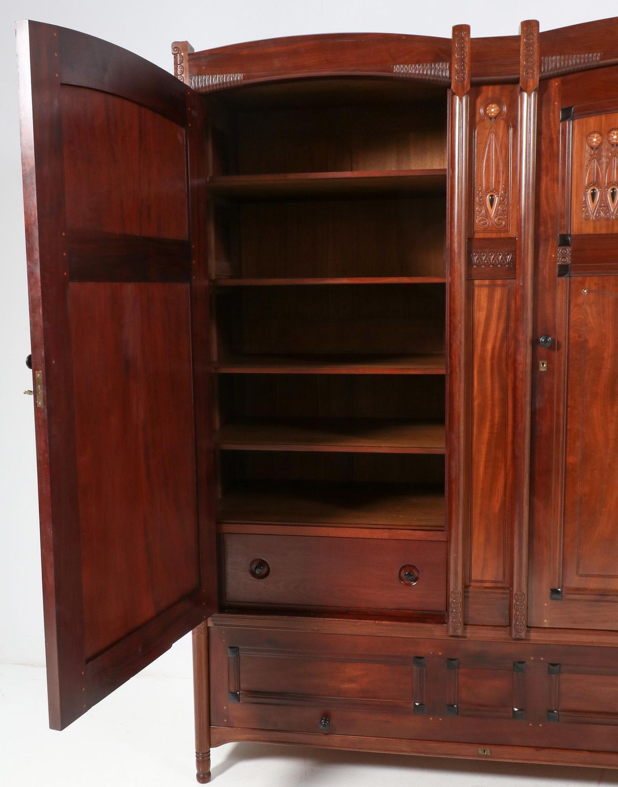 Arts & Crafts Armoire Or Wardrobe By Jac. Van Den Bosch For 'T Binnenhuis, 1910 photo for sale