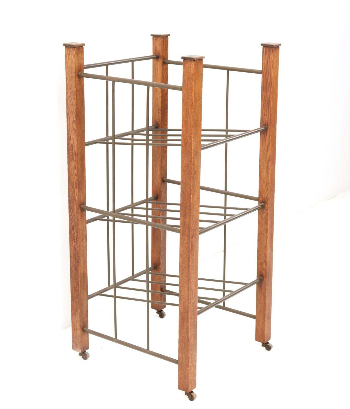 Extra Large Oak Art Deco Modernist Magazine Rack Or Stand, 1920s photo furniture