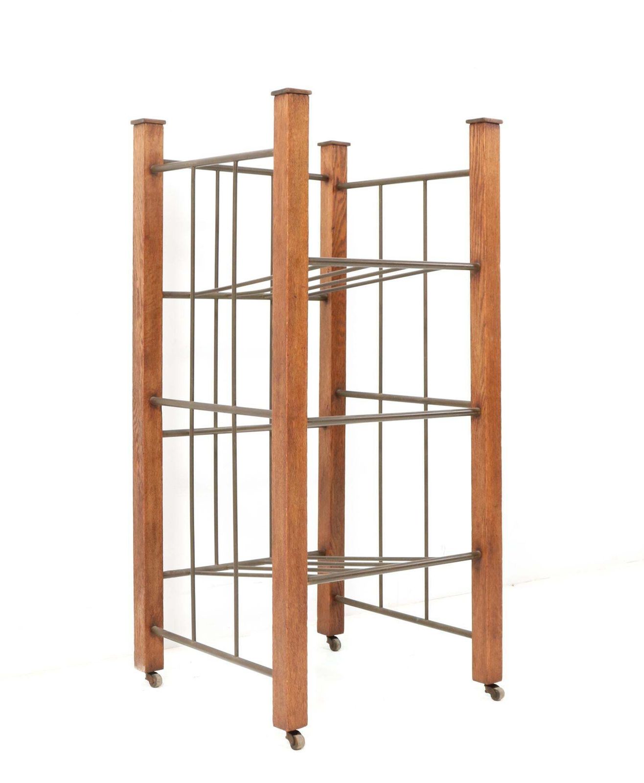 Extra Large Oak Art Deco Modernist Magazine Rack Or Stand, 1920s photo 984.0