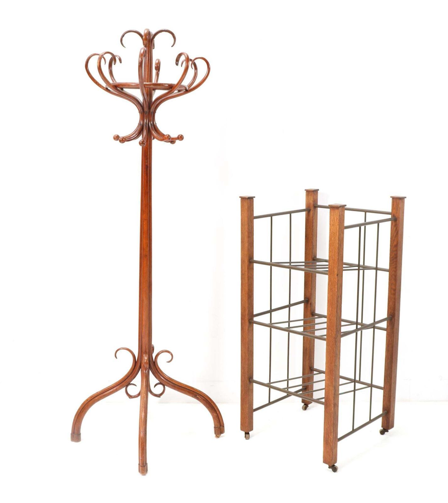 photo furniture Extra Large Oak Art Deco Modernist Magazine Rack Or Stand, 1920s