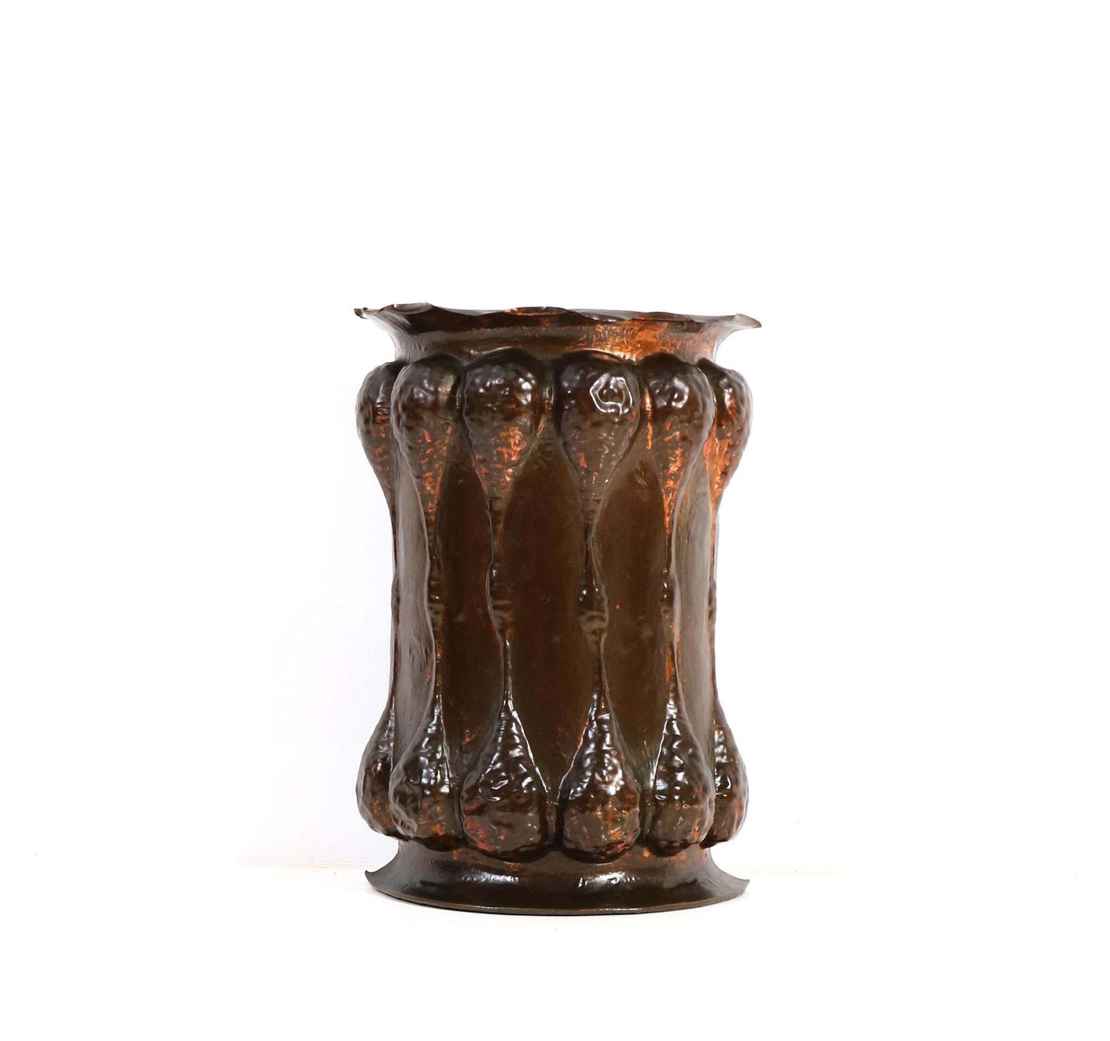 Patinated Brass Arts & Crafts Art Nouveau Umbrella Stand, 1900s photo for sale