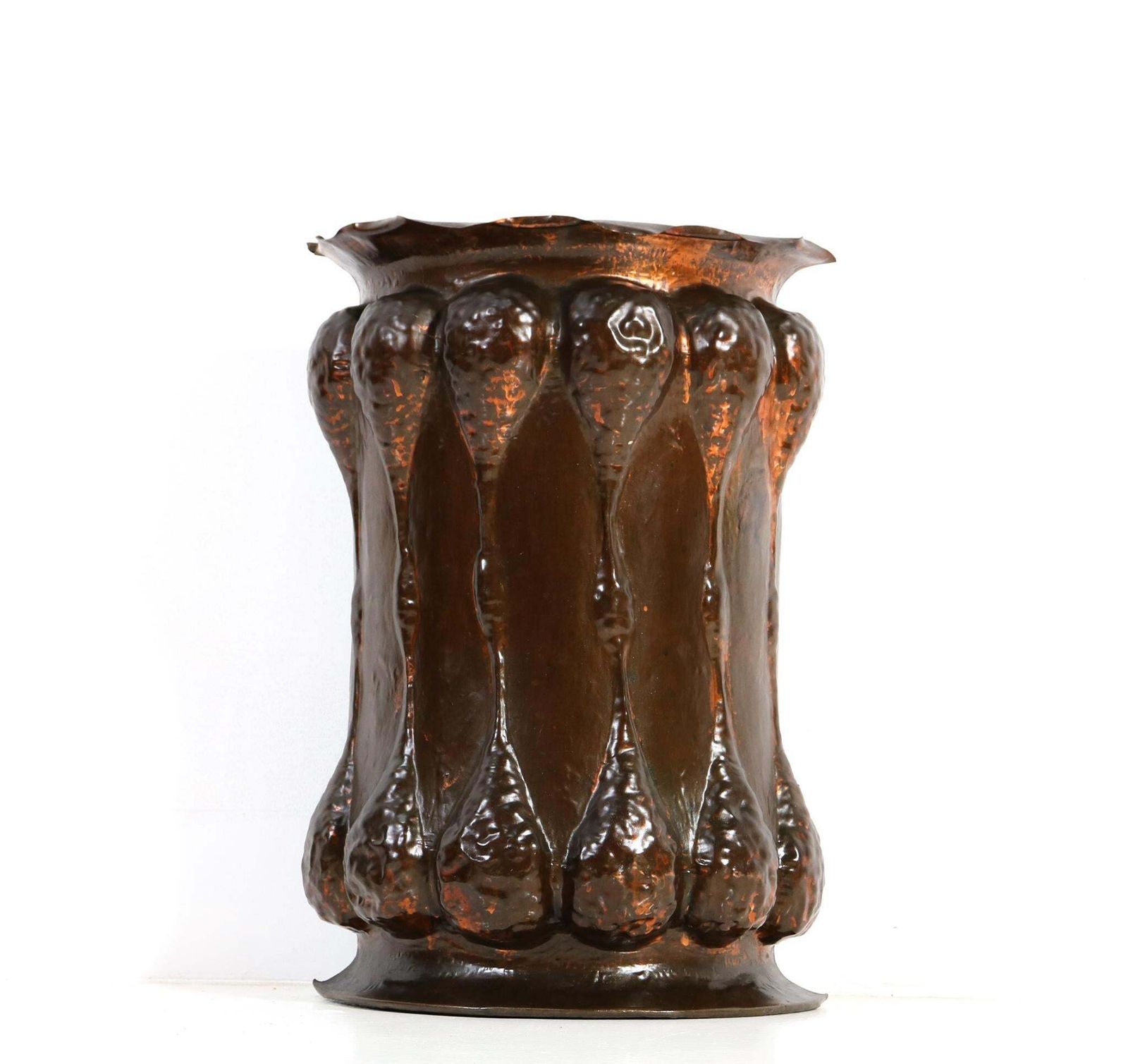 Patinated Brass Arts & Crafts Art Nouveau Umbrella Stand, 1900s photo Home Decor