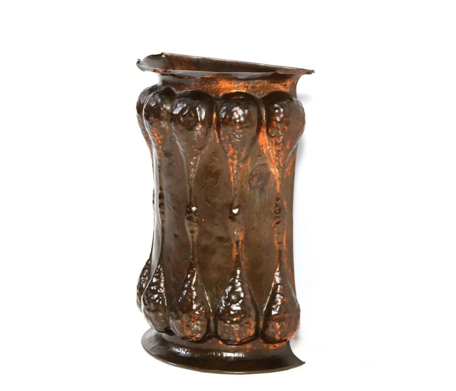 Patinated Brass Arts & Crafts Art Nouveau Umbrella Stand, 1900s photo vinterior